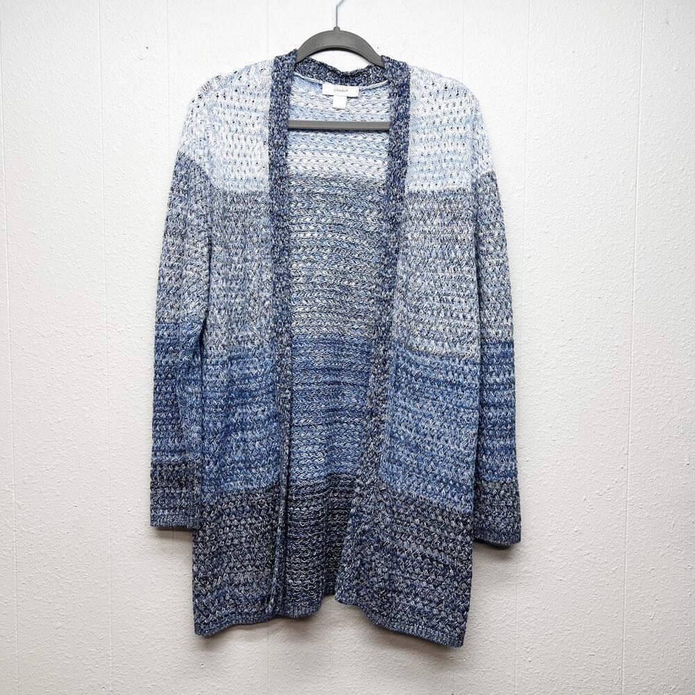 Cj Banks Colorblock Open Front Knit Cardigan Womens 1X Longline 100% Cotton